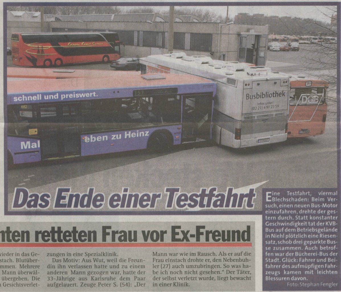 N4014NF bei den KVB - Unfall auf dem Btf. Nord