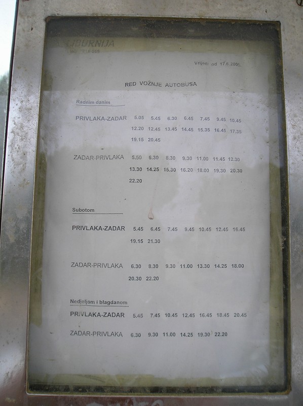 Überland-Abfahrtsplan Red Voznje/Privlaka