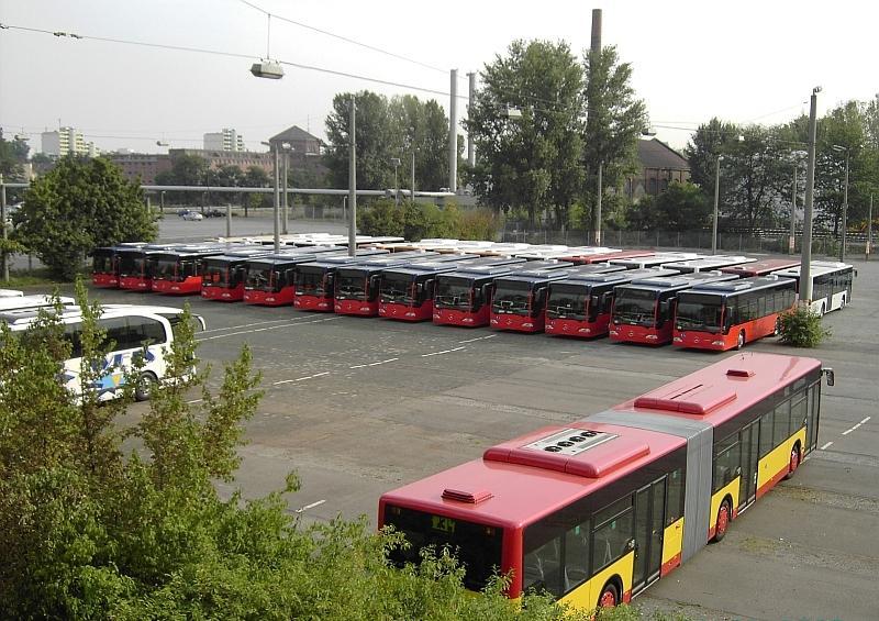 Citaros warten  auf dem Evobusgelände