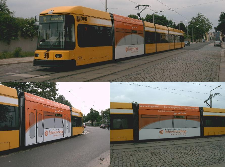 Tram mit bunten Segment