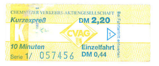 Kurzexpreß-Fahrschein Chemnitz