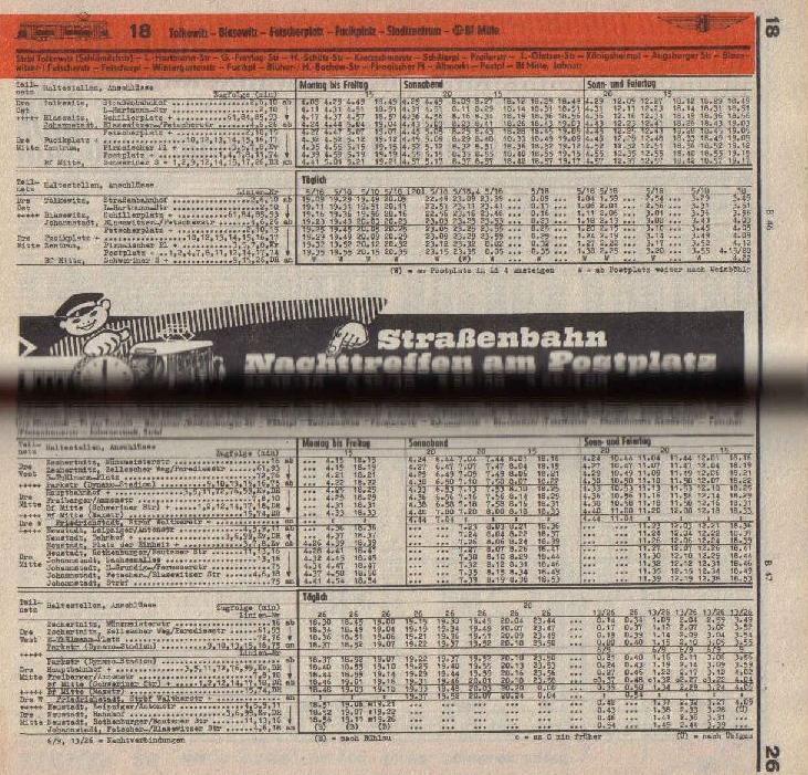 Fahrplan 1986/1987