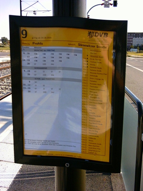 Dresdener Haltestellenfahrplan