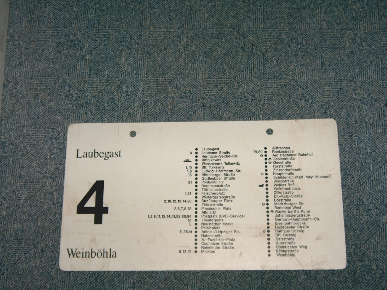 Haltestellenübersicht Linie 4