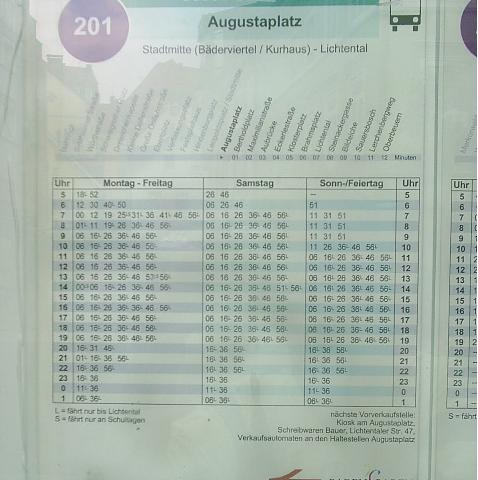 Aushangfahrplan Baden-Baden