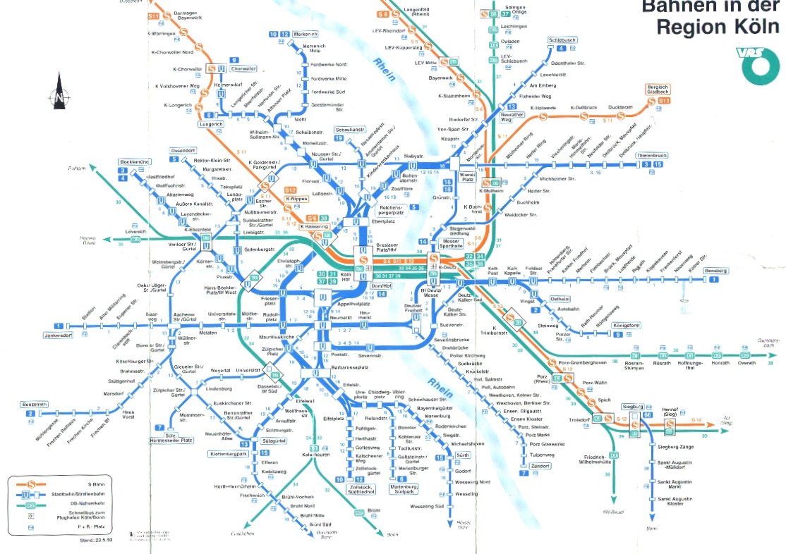 KVB Liniennetz 1993