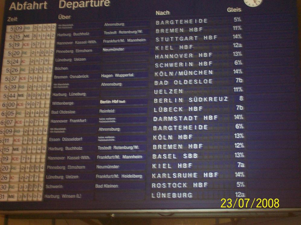 Anzeigetafel Hamburg Hbf.