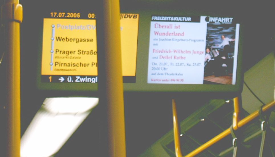 Die Anzeige aus Sicht eines Fahrgastes