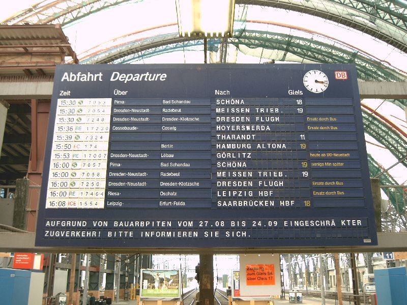 AnzeigeTafel Dresden Hbf