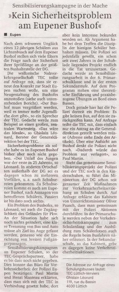 Keine sicherheits probleme am Eupener Bushof