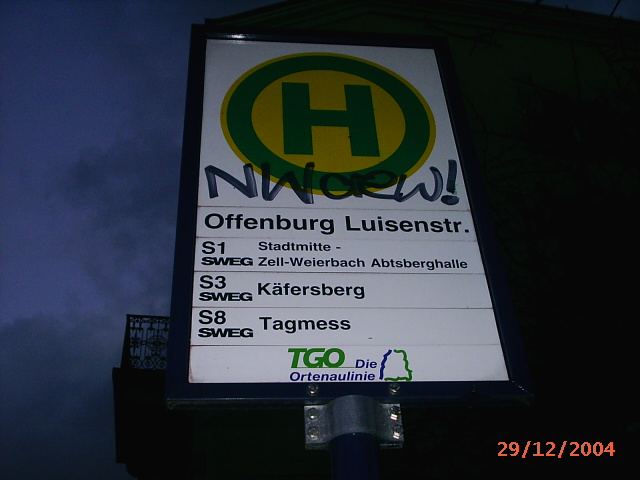 Haltestellenschild Offenburg
