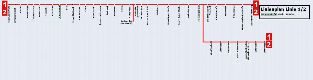 Linienverlauf Linie 1/2