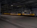 Alte Straßenbahnen im Ulmer Betriebshof
