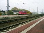DB Zug mit Schienputzgerät hinten