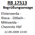 Begrüßungsansage RB 17513